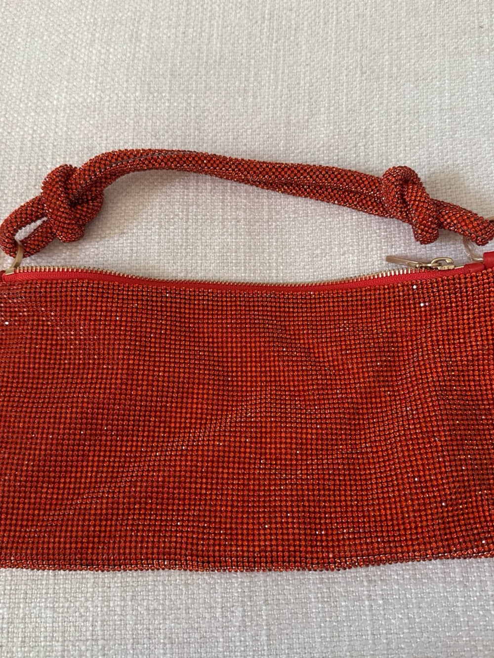 cult gaia Red Crystal Knot-Handle Clutch